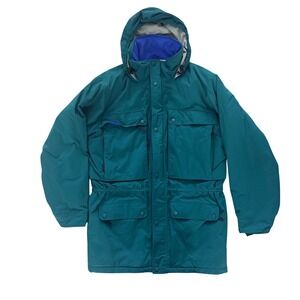 VTG L.L. Bean North Coast Hooded Parka Jacket Coat Mens M Tall Teal Vintage